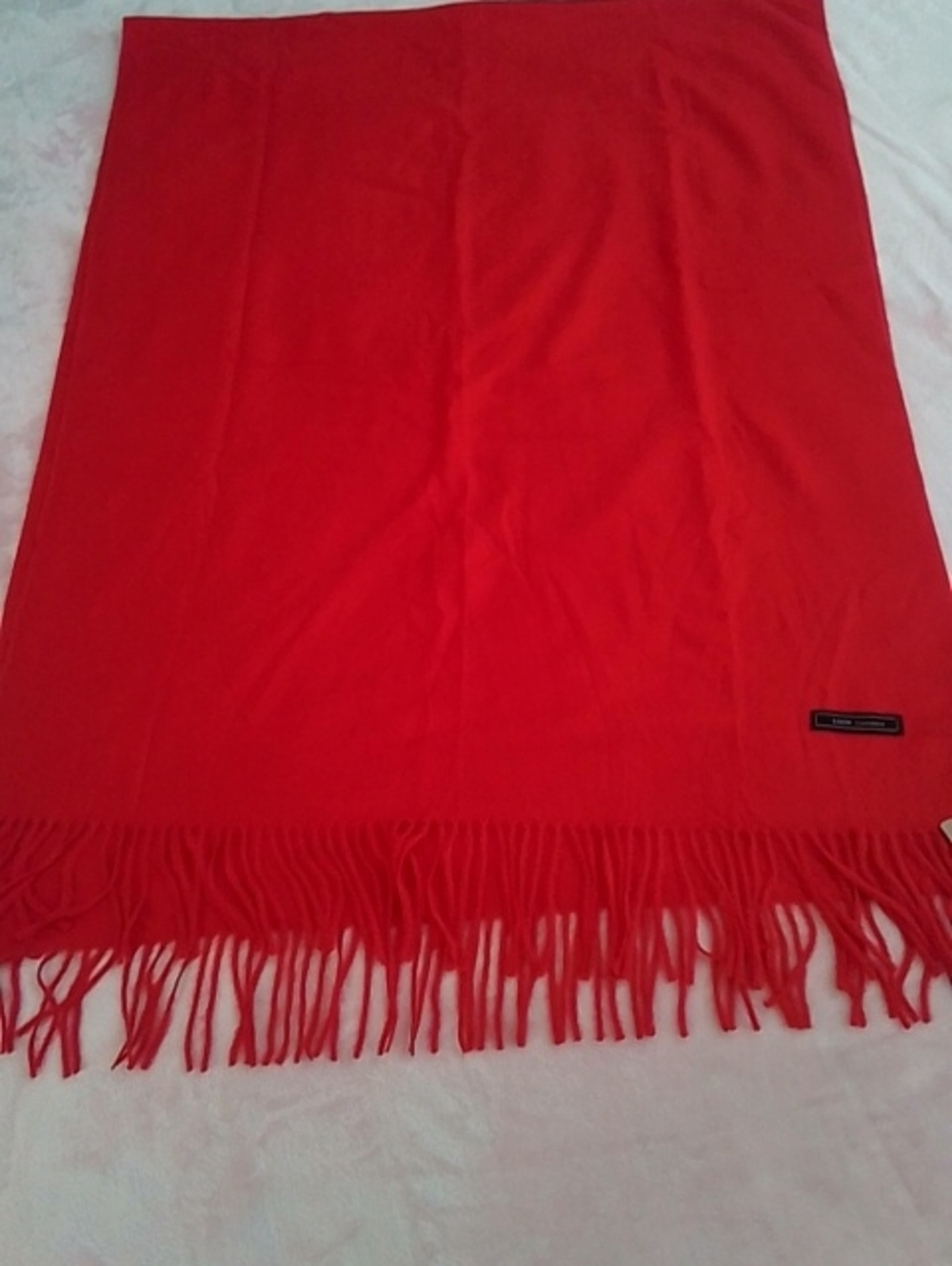 Look By M Basic Cashmere Blend Red Fringe Women's Scarf